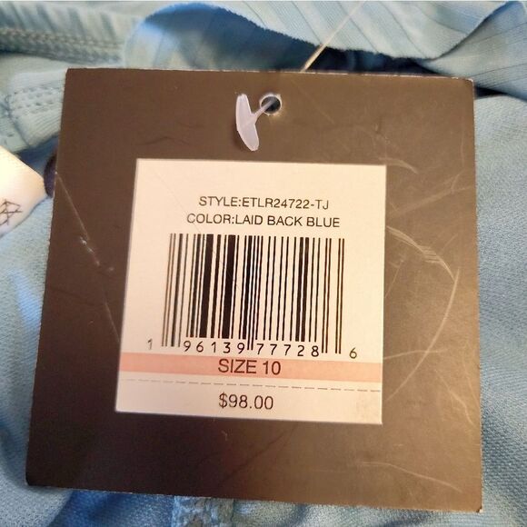 Ellen Tracy Laid Back Blue Ruffled Slimming One Piece Swimsuit Size 10 NWT - Picture 10 of 10